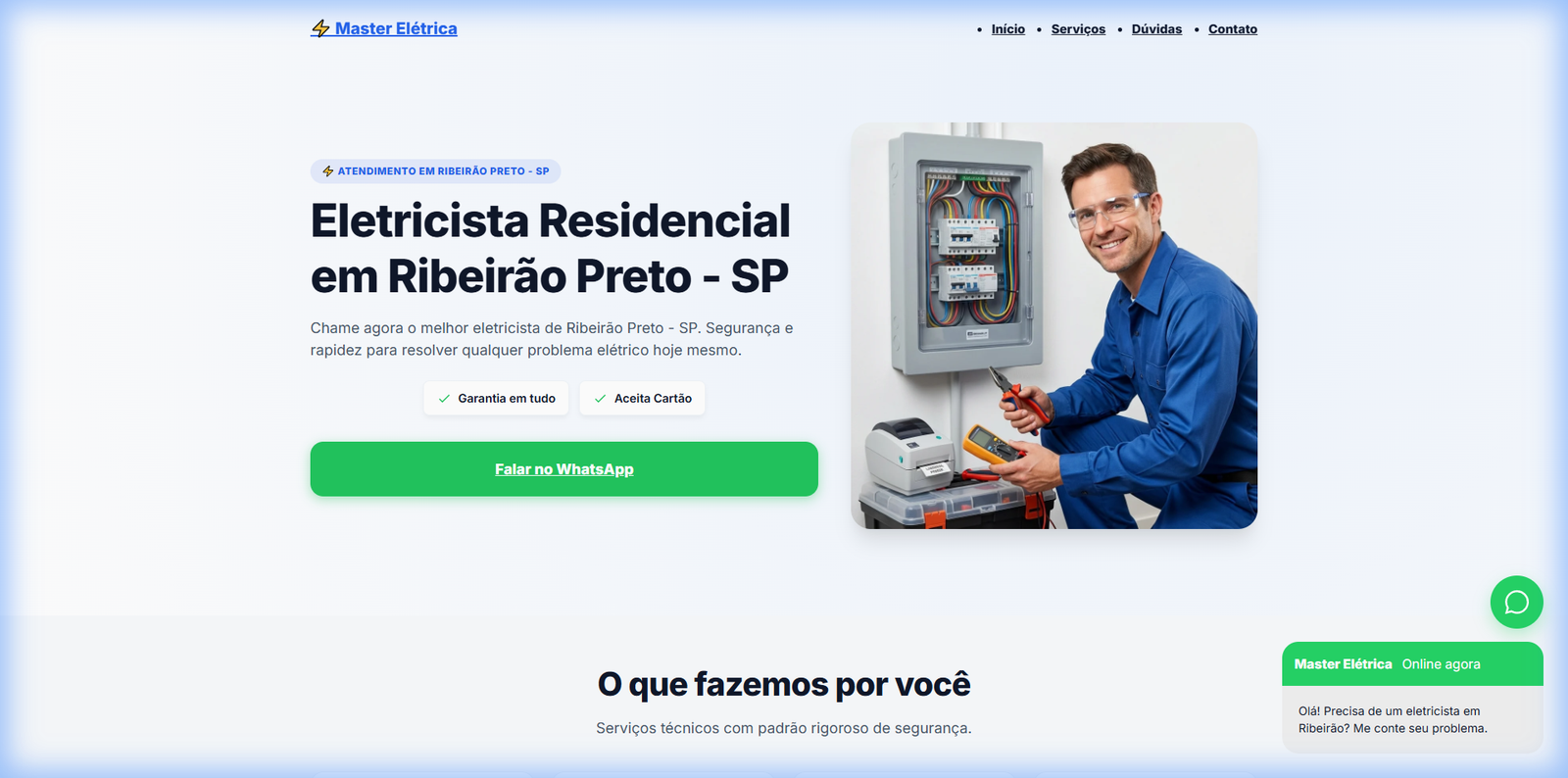 Landing Page para Eletricista